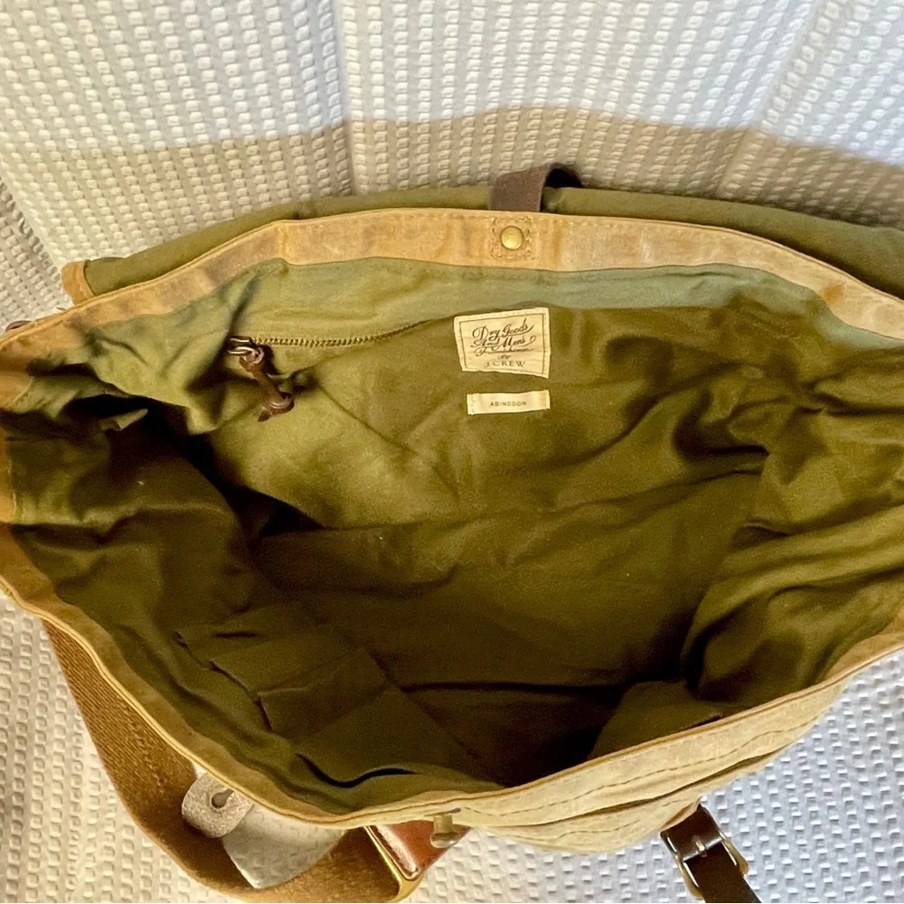 J. Crew Abington Tan Canvas Messenger Bag with Leather Accents - Picture 7 of 9